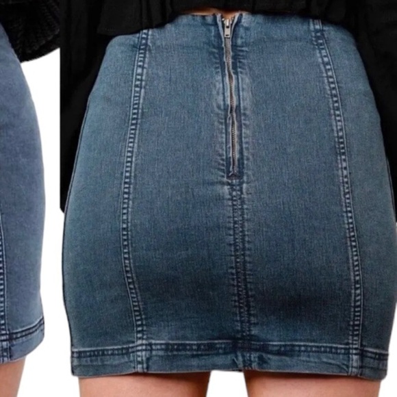 Free People Jean Mini Skirt Sz 4 - Picture 3 of 17